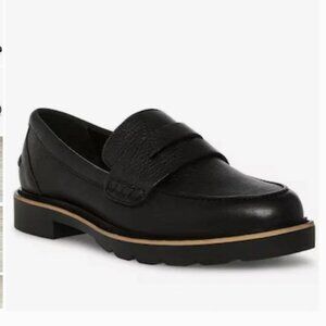 Blondo Black Leather Lugged Waterproof Penny Loafer